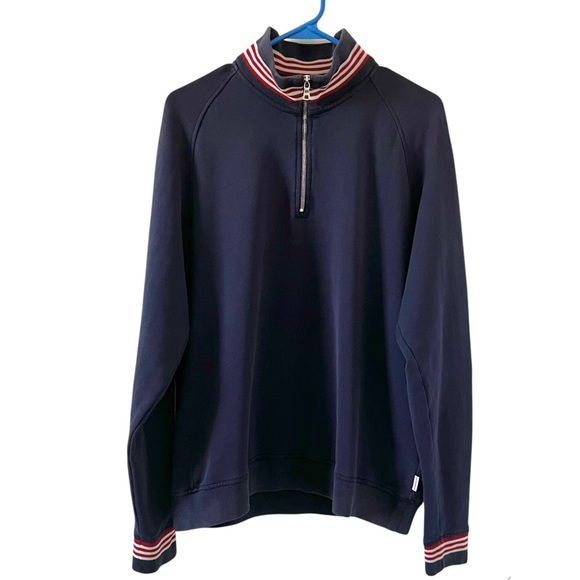Orlebar Brown ISAR 1/2 Zip Pullover Sweater Sweatshirt Cotton Jersey Knit Stripe - Picture 1 of 10